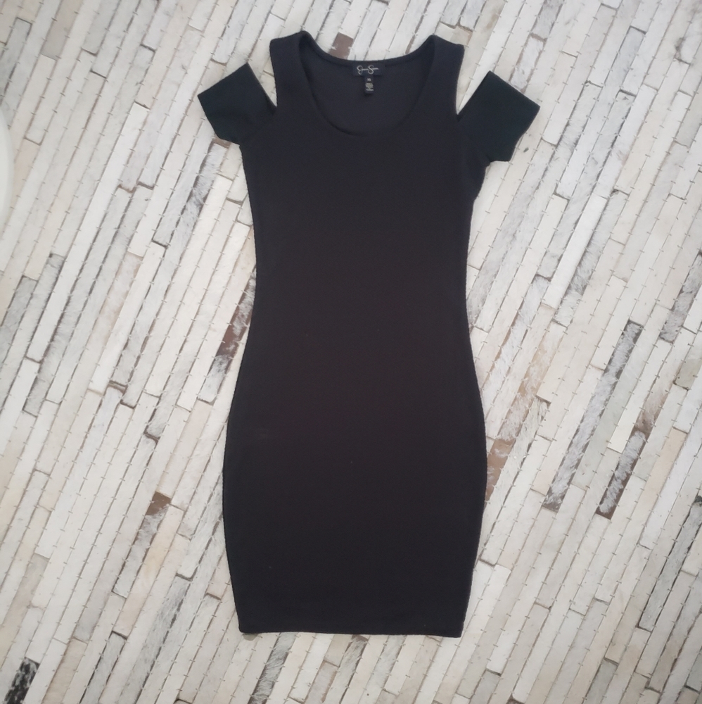JESSICA SIMPSON Black Cutout Shoulders Dress